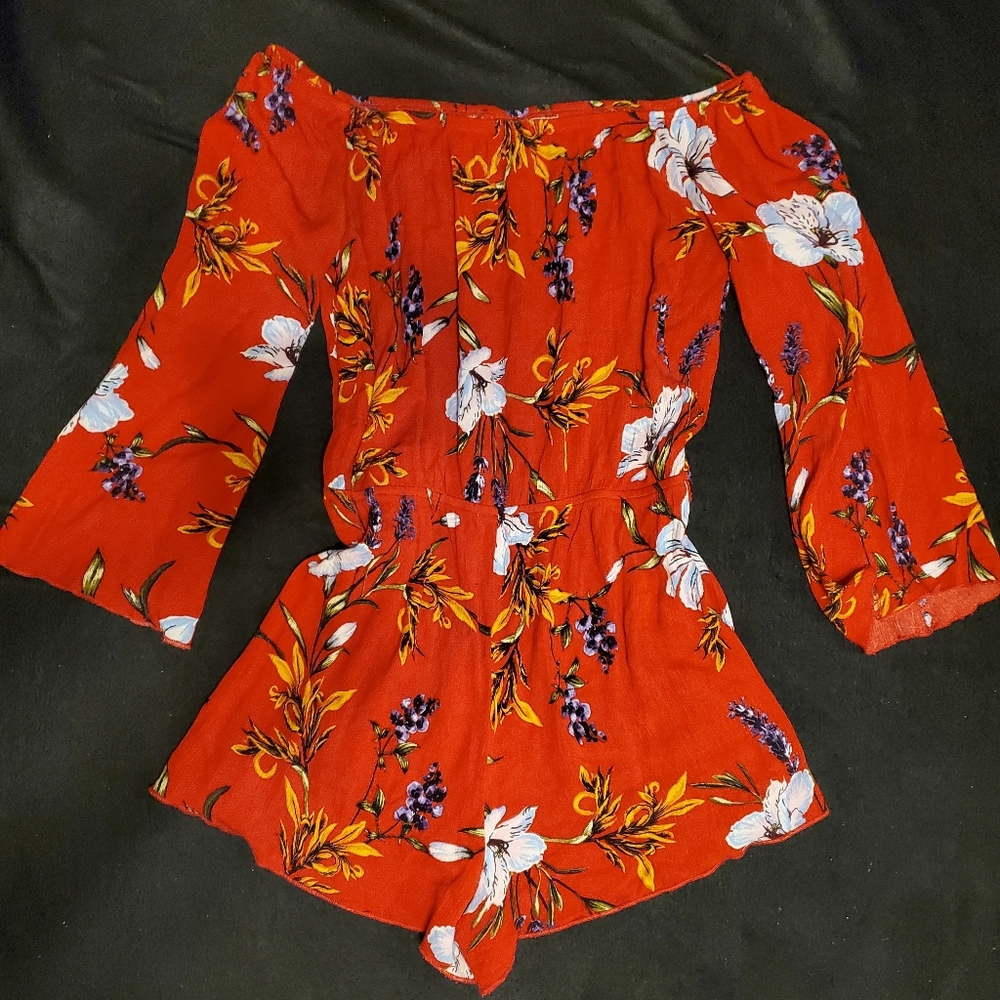 Tropical red romper